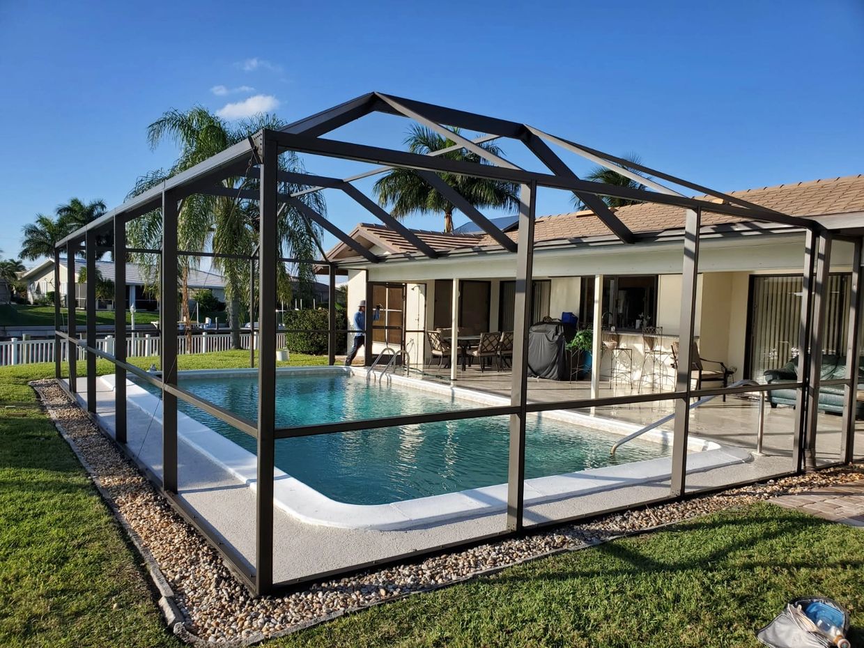 Modern Pool Cage Rescreening Pool Cage Painting, Painter, Pool